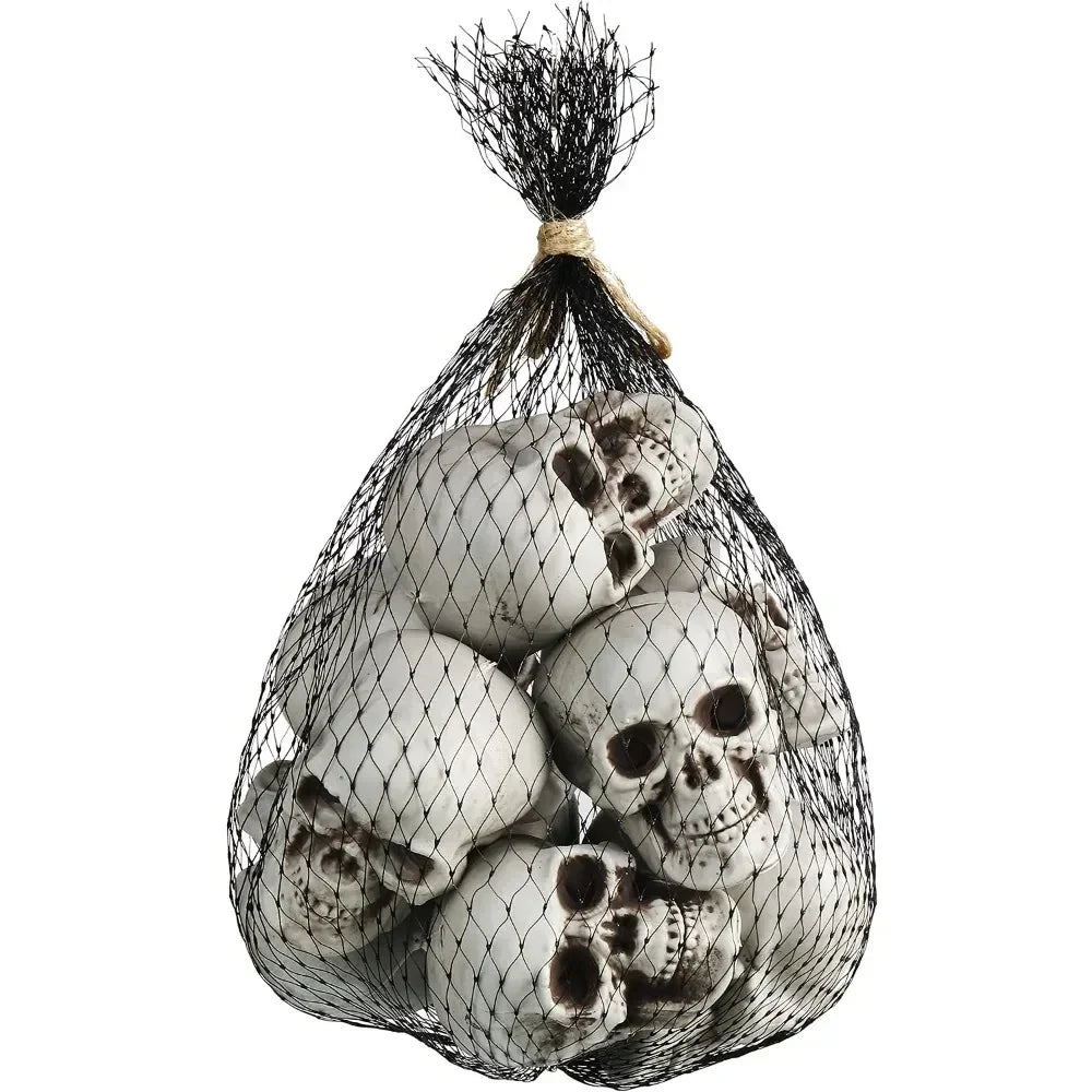Halloween Skull Decorations | Mini White Indoor & Outdoor | 10-Piece Set