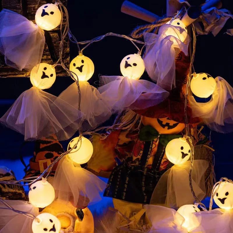 Halloween String Lights | Battery-Operated LED & Pumpkin, Ghost & Eye Designs | 10/20/40 Lights