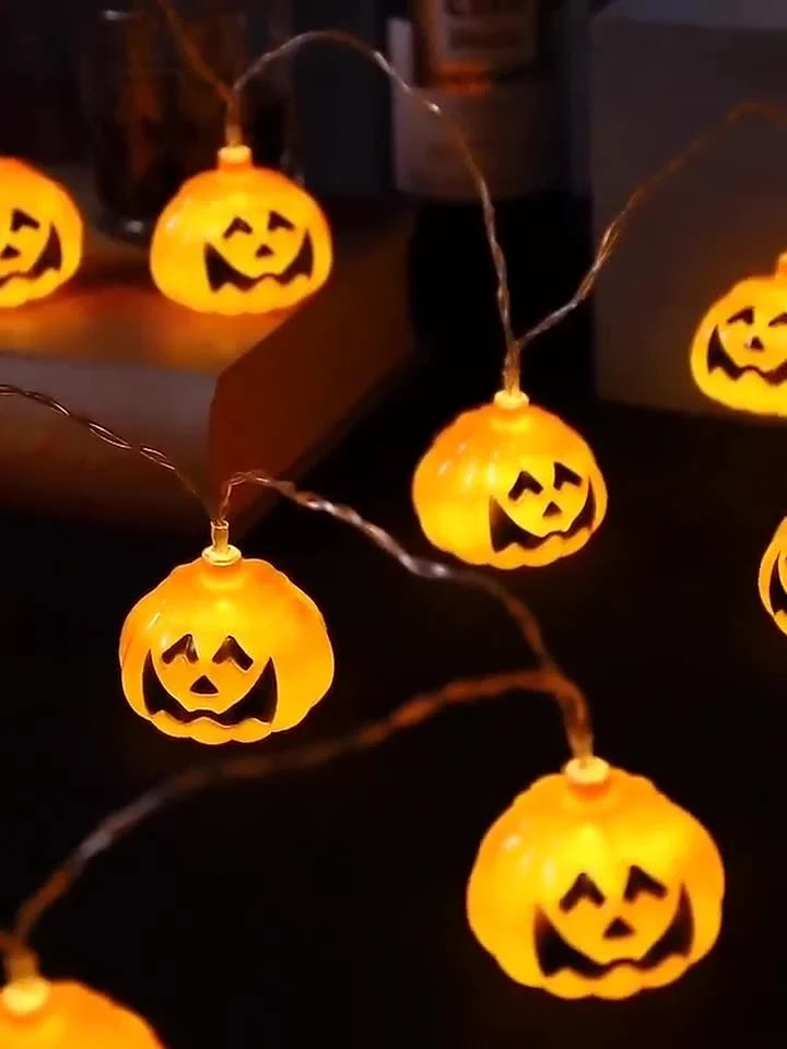 Halloween String Lights | Battery-Operated LED & Pumpkin, Ghost & Eye Designs | 10/20/40 Lights