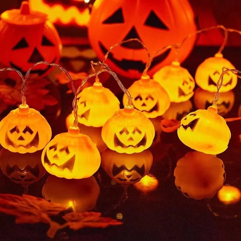 Halloween String Lights | Battery-Operated LED & Pumpkin, Ghost & Eye Designs | 10/20/40 Lights
