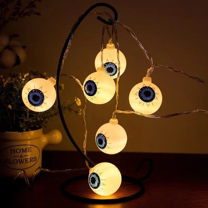 Halloween String Lights | Battery-Operated LED & Pumpkin, Ghost & Eye Designs | 10/20/40 Lights