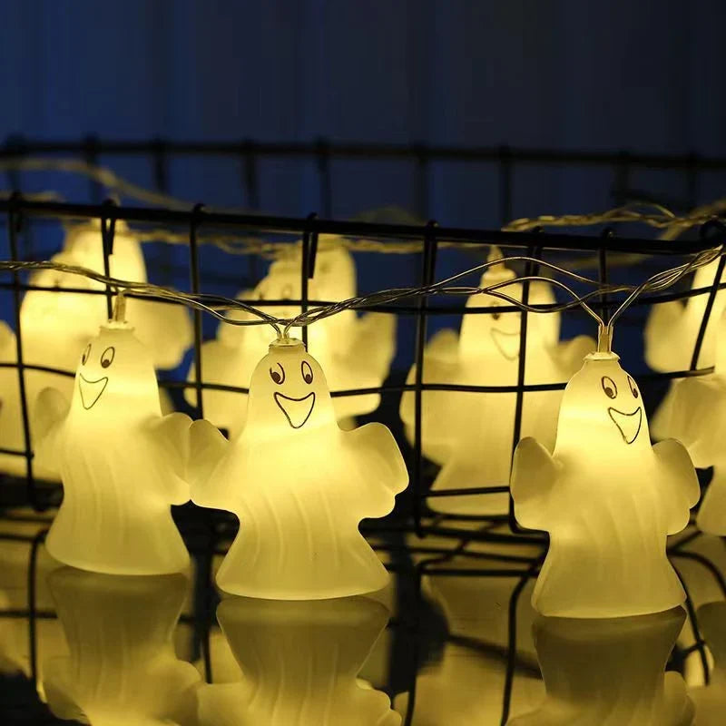 Halloween String Lights | Battery-Operated LED & Pumpkin, Ghost & Eye Designs | 10/20/40 Lights