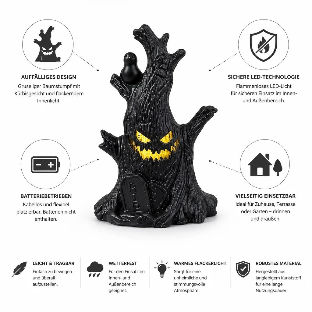 Halloween Tree Decoration | Flameless Flickering LED & Battery-Powered
