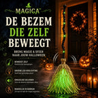 Halloween Witch Broom | Animated Movement & LED Lights | Battery-Powered