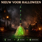 Halloween Witch Broom | Animated Movement & LED Lights | Battery-Powered