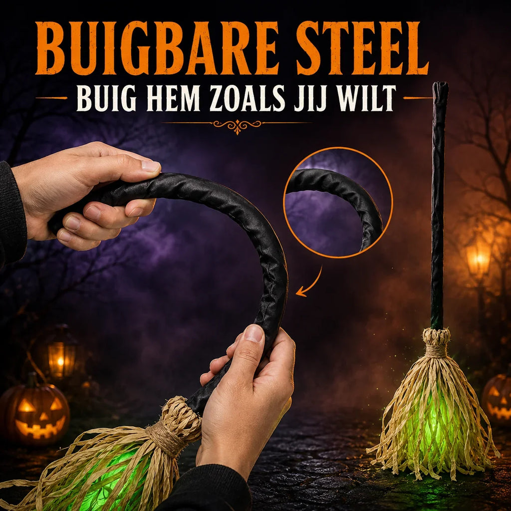 Halloween Witch Broom | Animated Movement & LED Lights | Battery-Powered