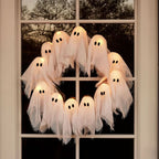 Halloween Wreath | LED Ghost Design & Energy-Efficient | 35 x 35 cm