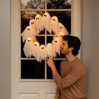 Halloween Wreath | LED Ghost Design & Energy-Efficient | 35 x 35 cm