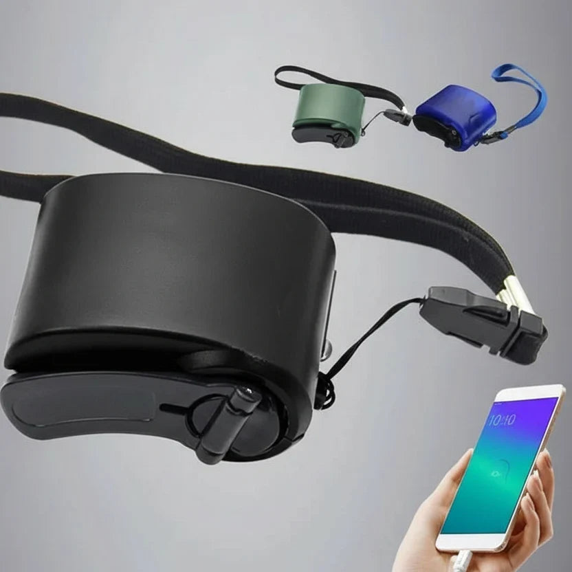 Hand Crank Charger | USB Output & Integrated LED | Pocket-Sized