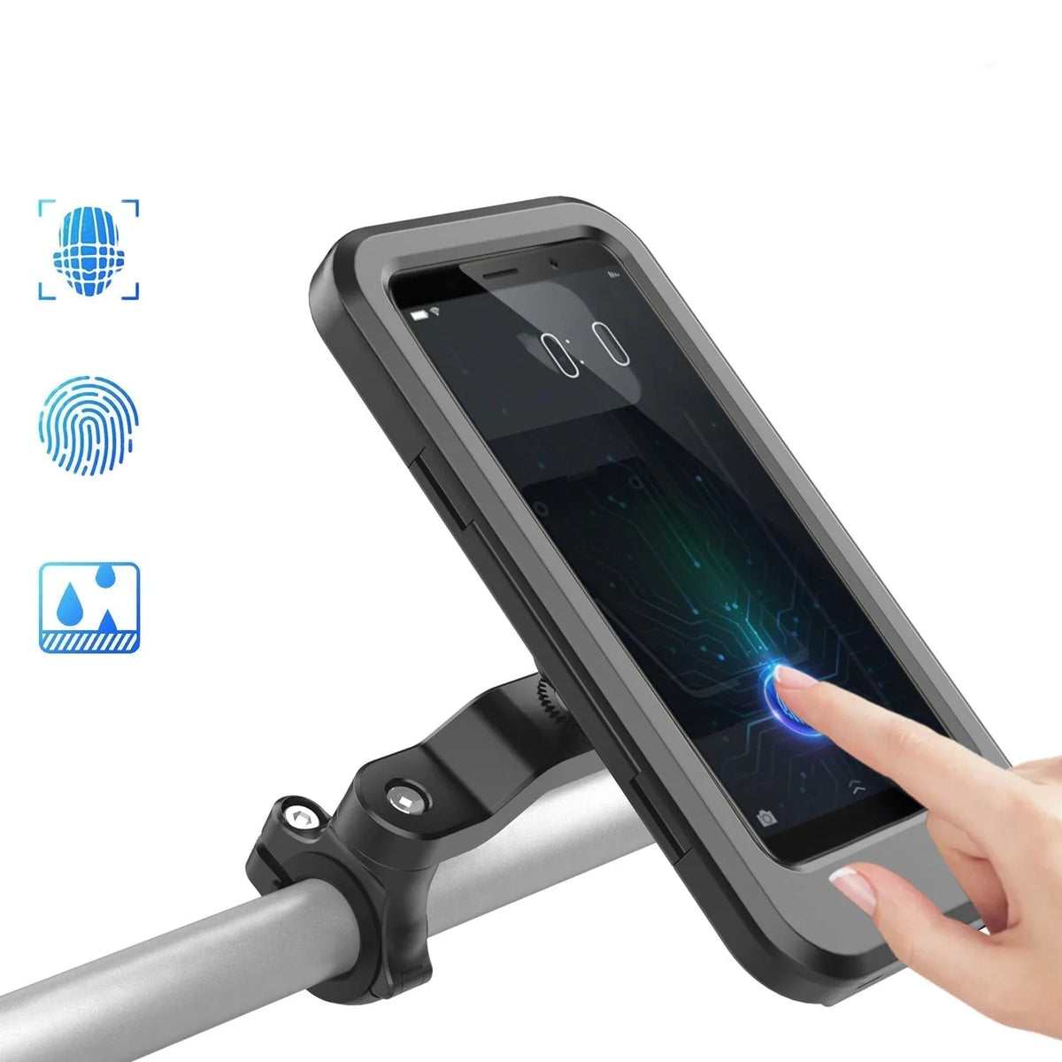 Handlebar Phone Mount | Waterproof Touchscreen & USB Charging | Fits 22–28.5 mm