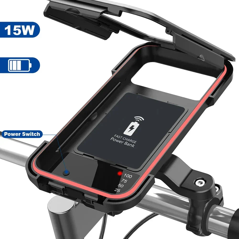 Handlebar Phone Mount | Waterproof Touchscreen & USB Charging | Fits 22–28.5 mm