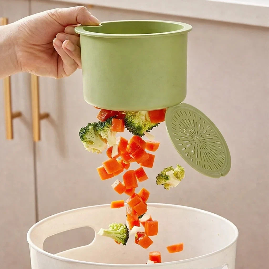 Hanging Draining Basket | Two-Part Filter & One-Click Emptying