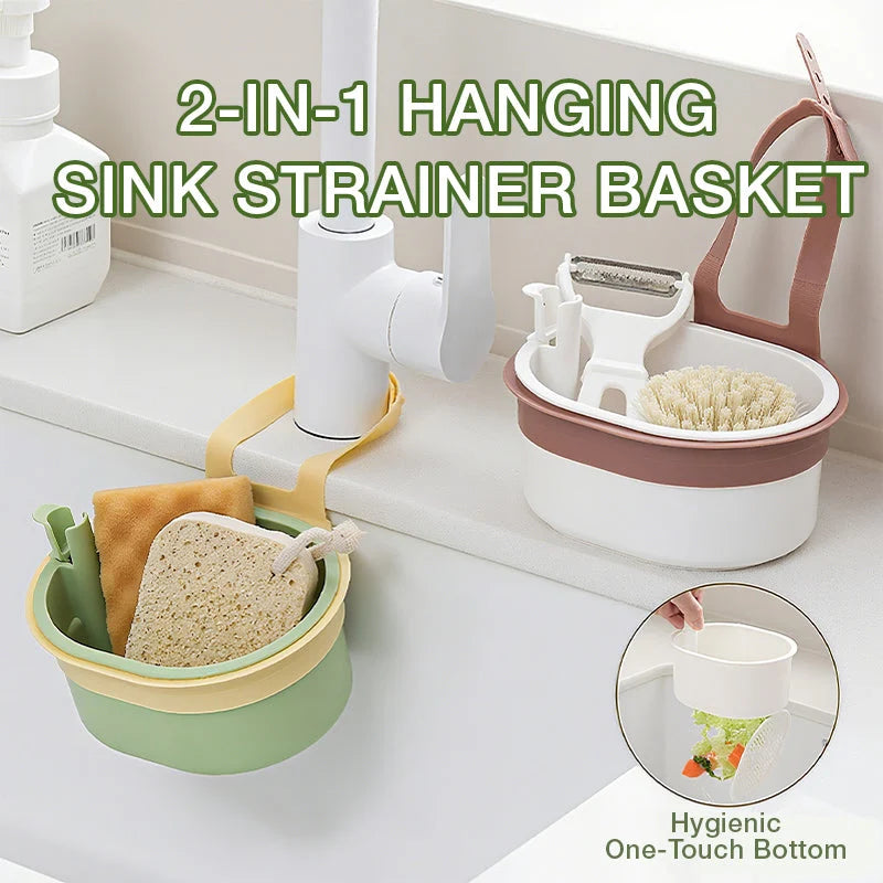 Hanging Sink Strainer Basket | Fine Stainless Steel Mesh & Lock-Release | Fits Most Faucets