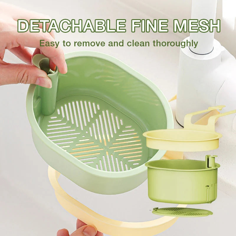 Hanging Sink Strainer Basket | Fine Stainless Steel Mesh & Lock-Release | Fits Most Faucets