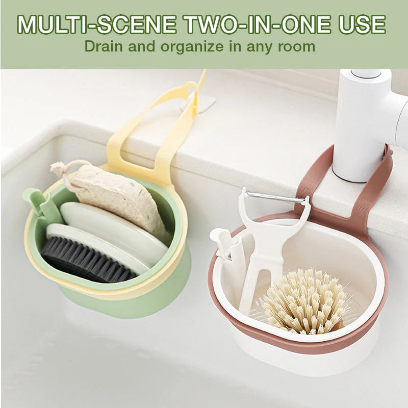 Hanging Sink Strainer Basket | Fine Stainless Steel Mesh & Lock-Release | Fits Most Faucets