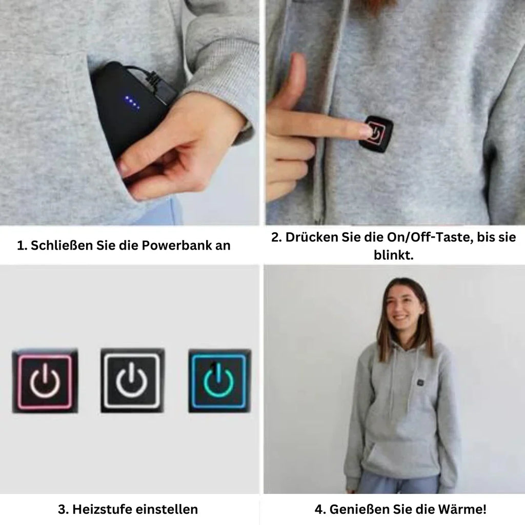 Heated Hoodie | USB-Powered & 3 Heat Settings | Unisex S–2XL