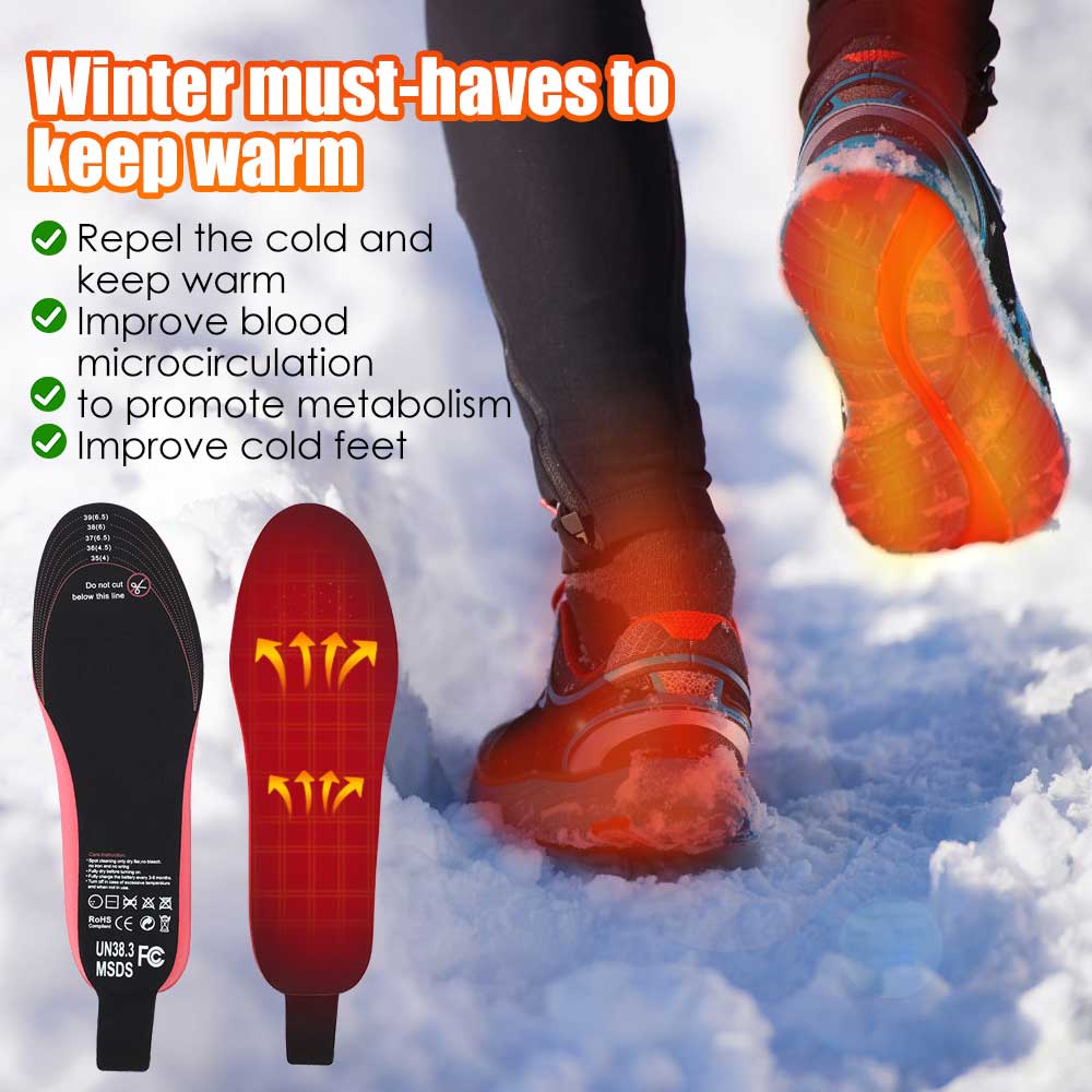 Heated Insoles | Rechargeable 10-Hour & 3 Heat Levels | Slim Slip-In
