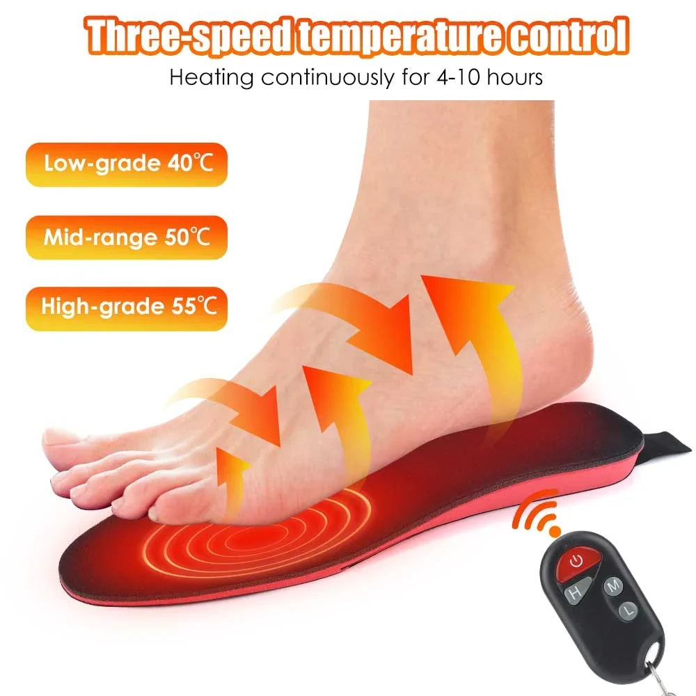 Heated Insoles | Rechargeable 10-Hour & 3 Heat Levels | Slim Slip-In