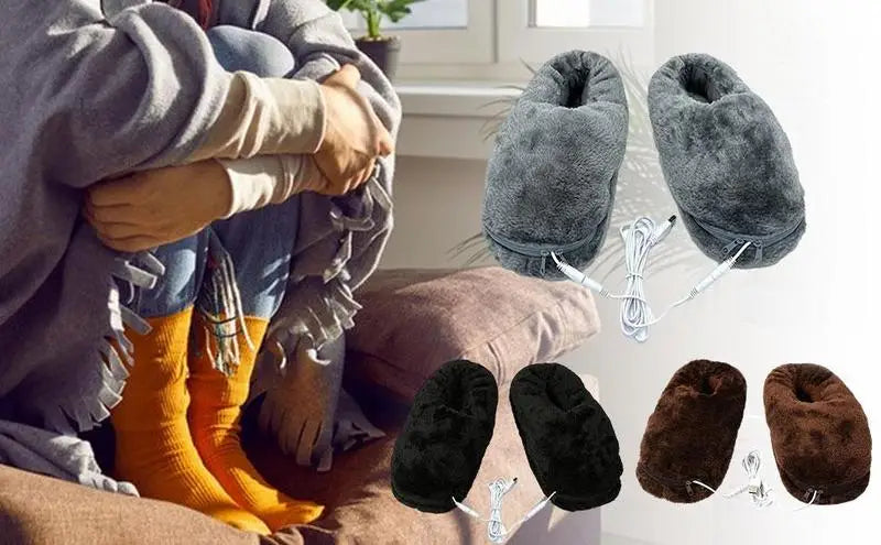 Heated Slippers | USB-Powered Fast-Heating Plush Lining | EU 35–46