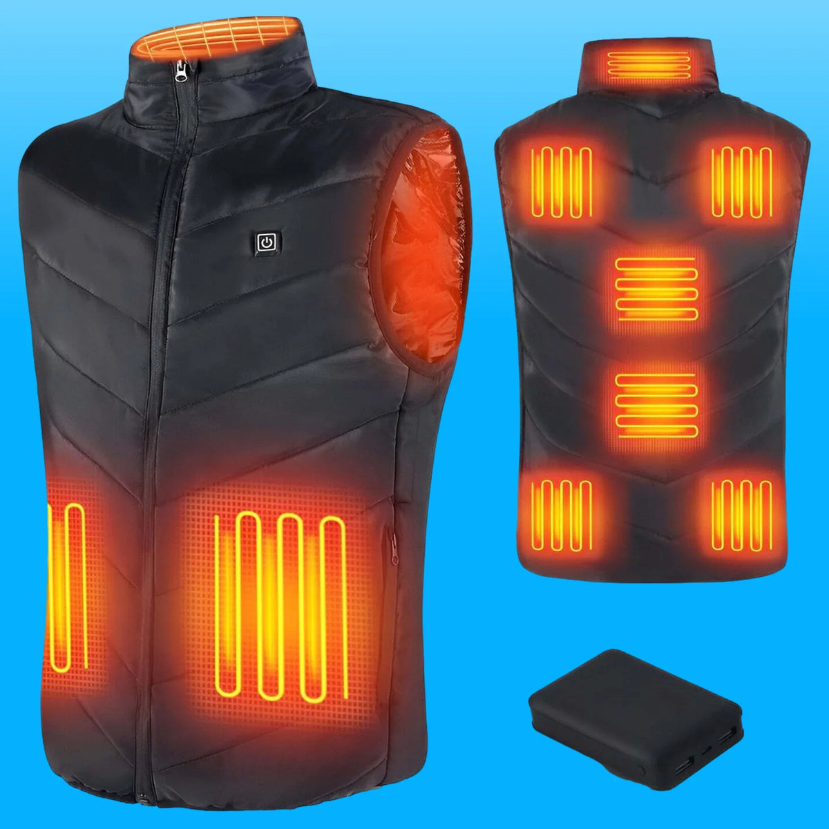 Heated Vest | Carbon Fiber 4-Zone & USB-Powered | Includes 10,000 mAh Battery
