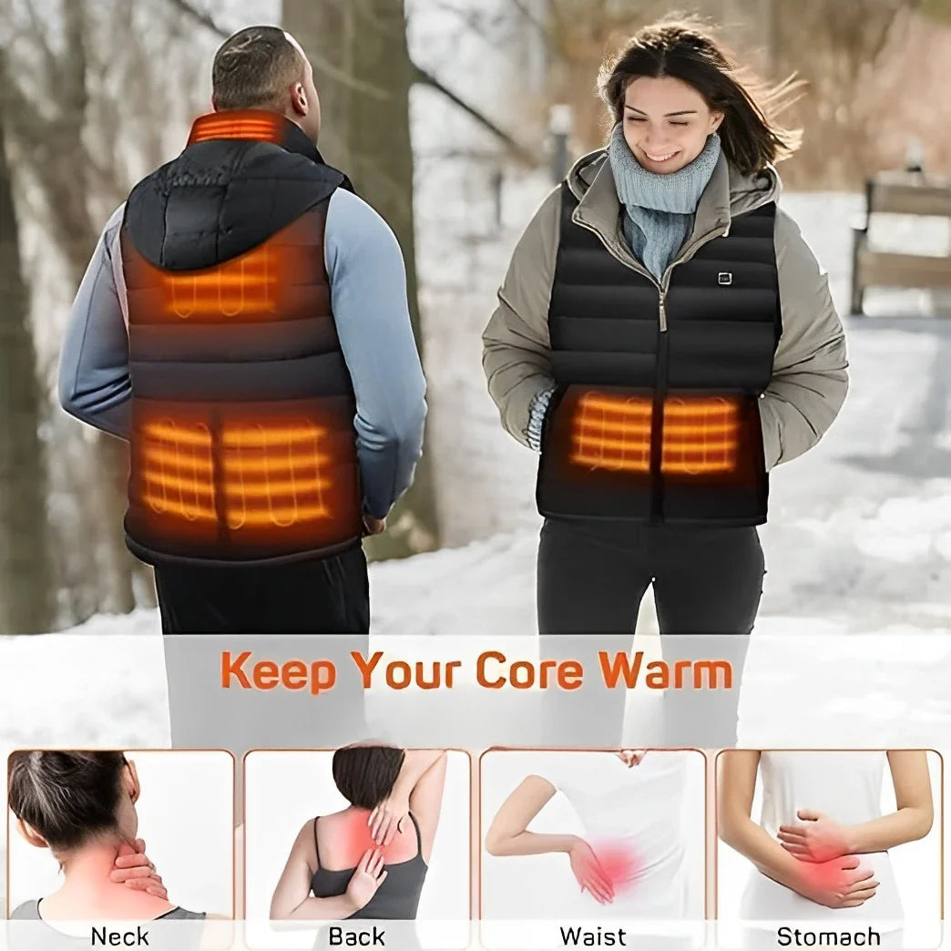 Heated Vest | Carbon Fiber 4-Zone & USB-Powered | Includes 10,000 mAh Battery