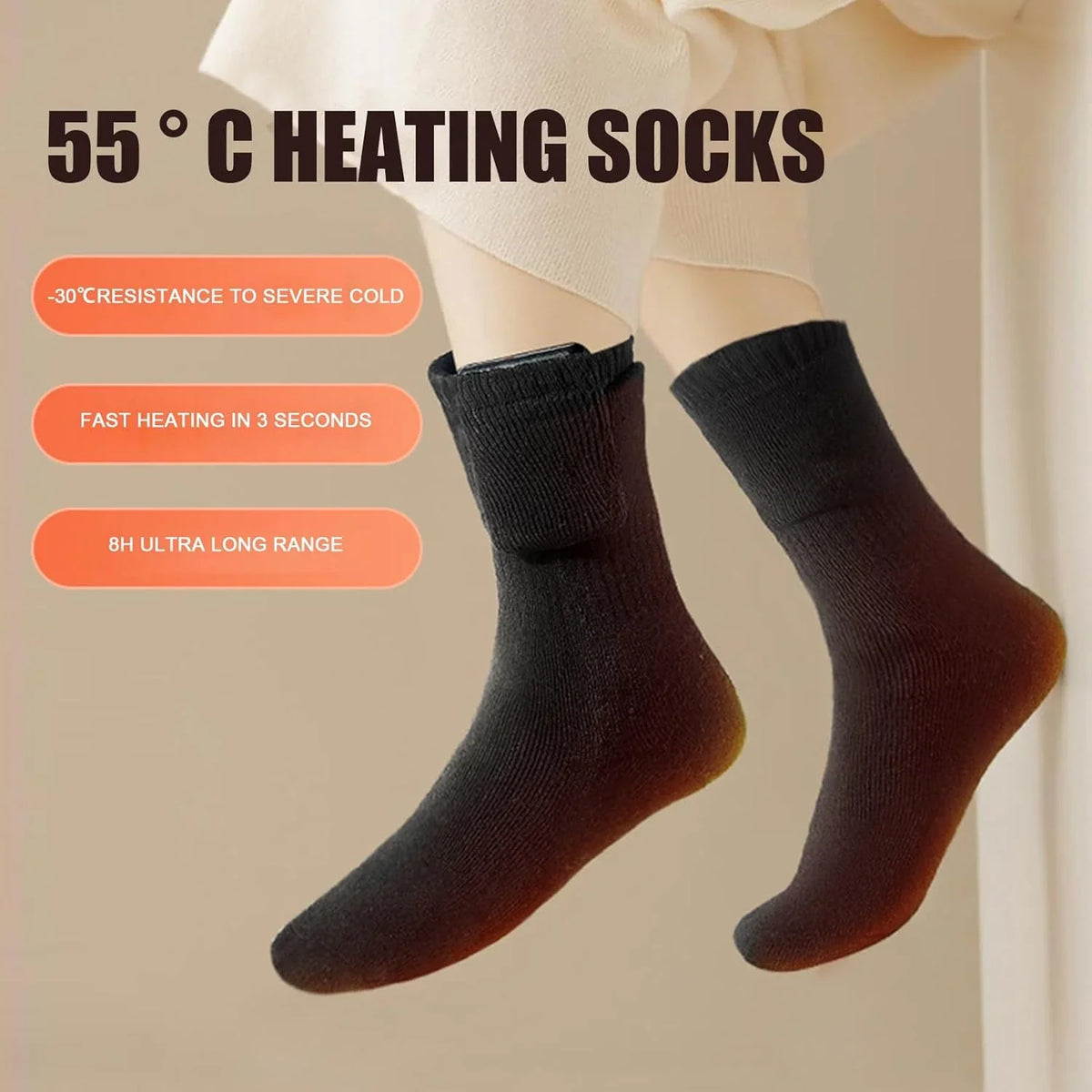 Heizsocken | USB-betrieben, schnelles Aufheizen & atmungsaktives Baumwollmischgewebe