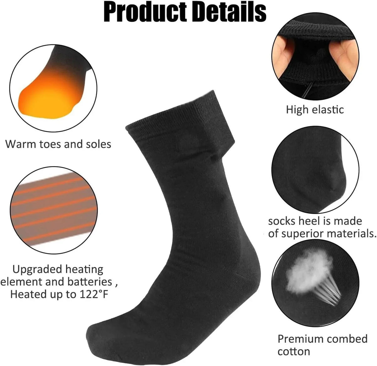 Heizsocken | USB-betrieben, schnelles Aufheizen & atmungsaktives Baumwollmischgewebe