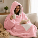 Hooded Blanket | Oversized Sherpa Fleece, Large Hood & Pocket
