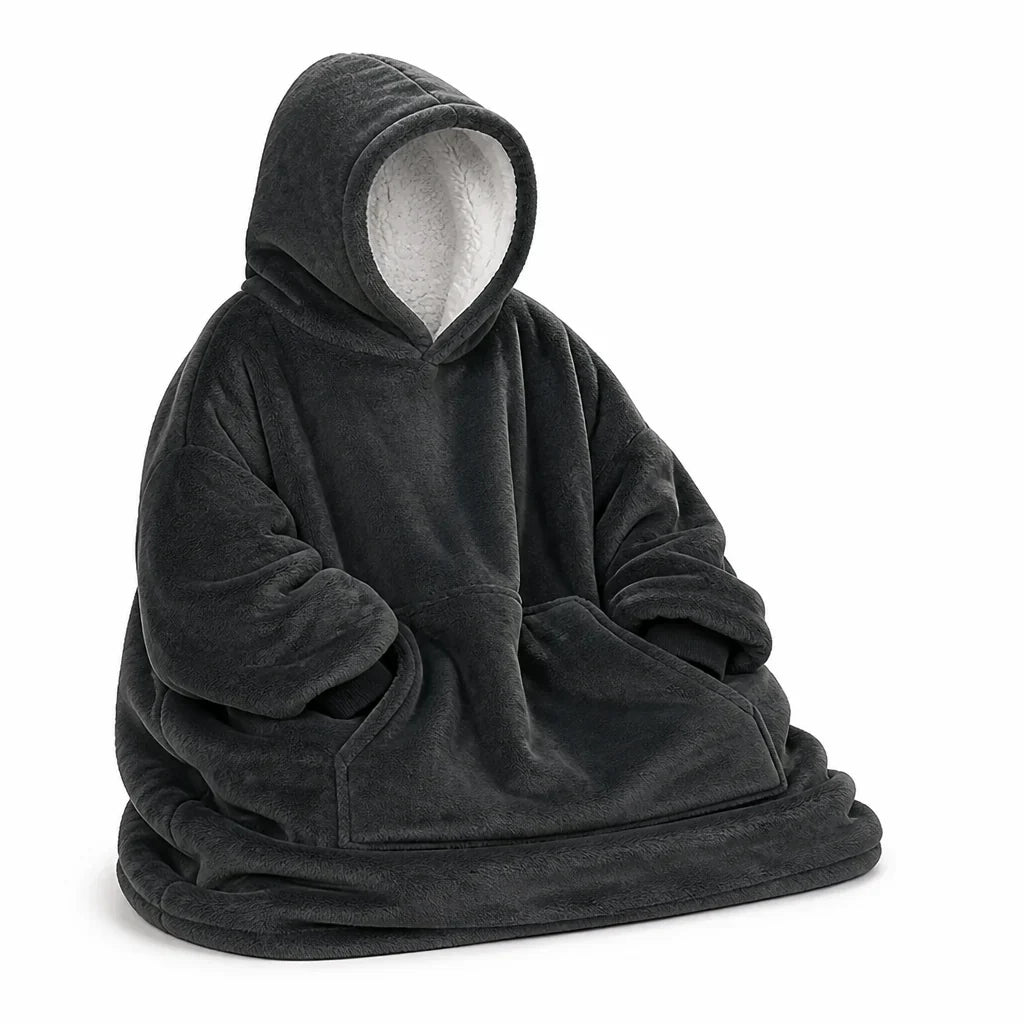 Hooded Blanket | Oversized Sherpa Fleece, Large Hood & Pocket