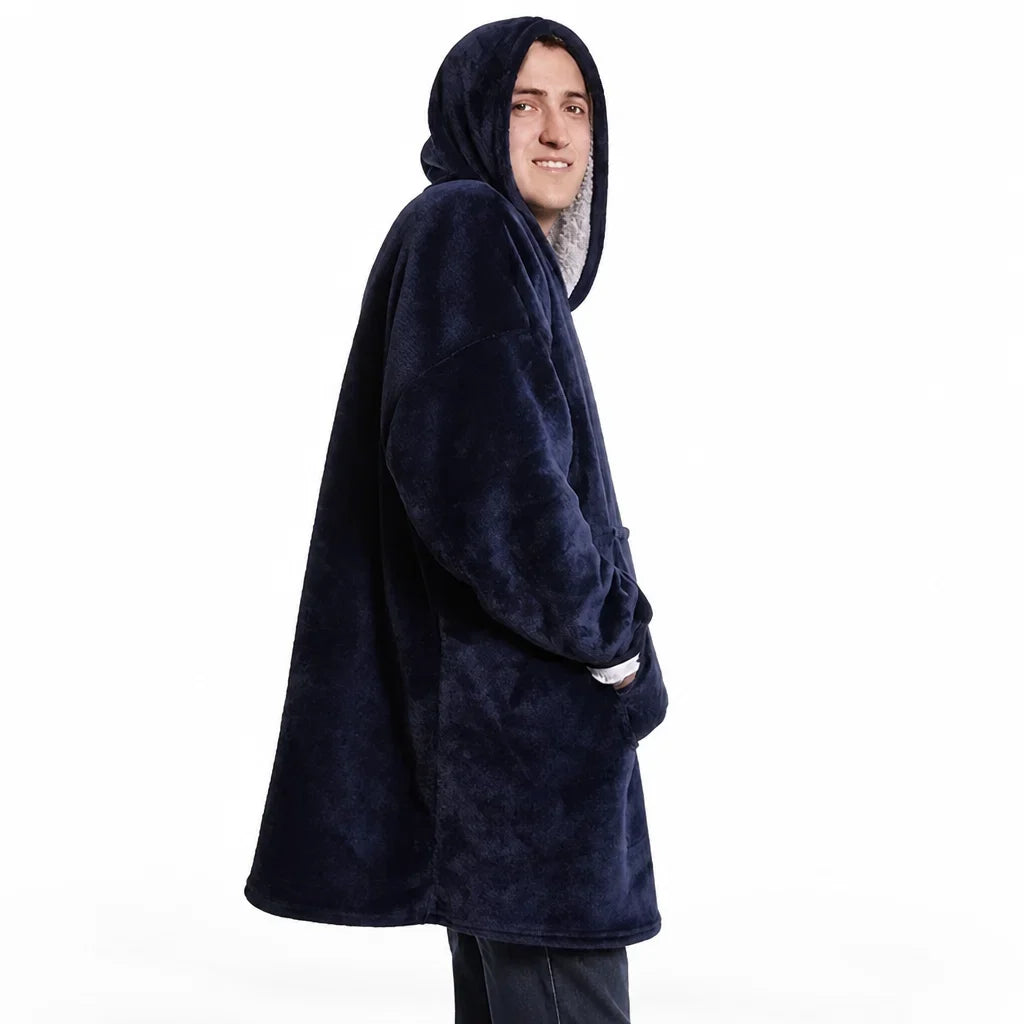Hooded Blanket | Oversized Sherpa Fleece, Large Hood & Pocket