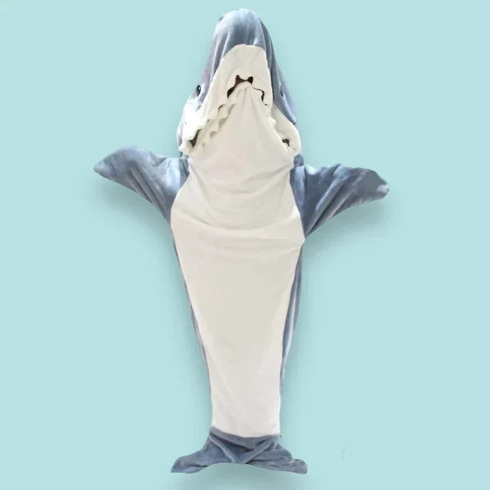 Hooded Blanket | Plush Flannel Fleece & Shark Design | Sizes S–XL