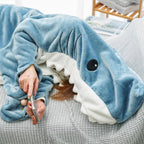 Hooded Blanket | Plush Flannel Fleece & Shark Design | Sizes S–XL
