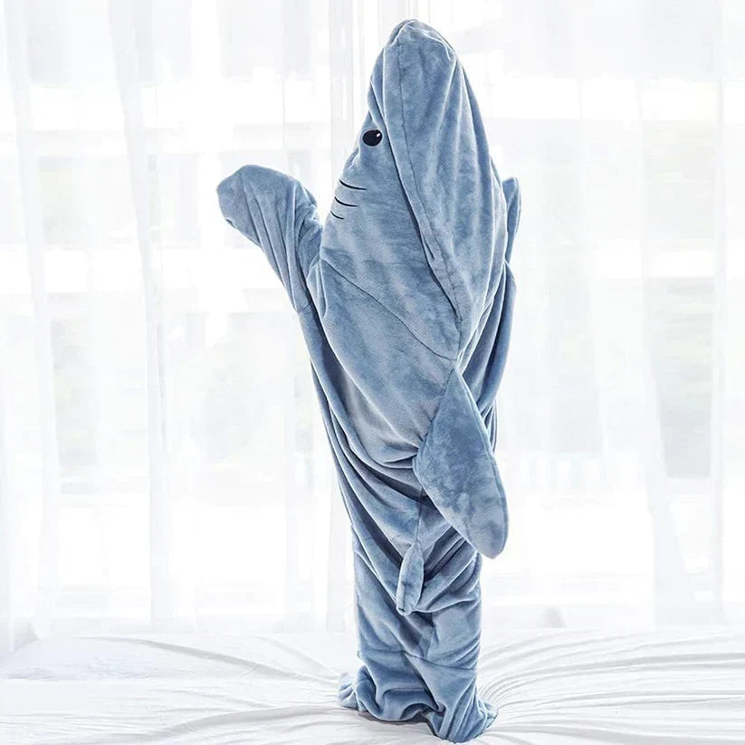 Hooded Blanket | Plush Flannel Fleece & Shark Design | Sizes S–XL