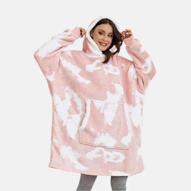 Hooded Blanket | Ultra-Soft Fleece & Wool Hood & Pockets | One Size