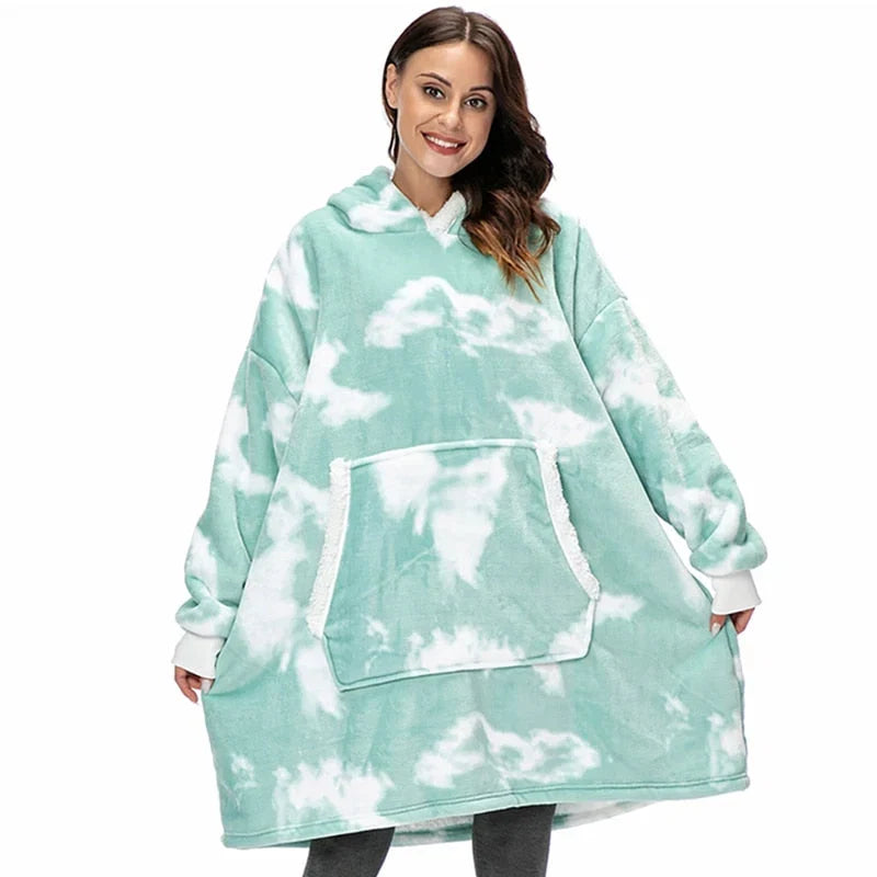 Hooded Blanket | Ultra-Soft Fleece & Wool Hood & Pockets | One Size