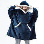 Hooded Blanket | Ultra-Soft Fleece & Wool Hood & Pockets | One Size