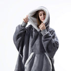 Hooded Blanket | Ultra-Soft Fleece & Wool Hood & Pockets | One Size