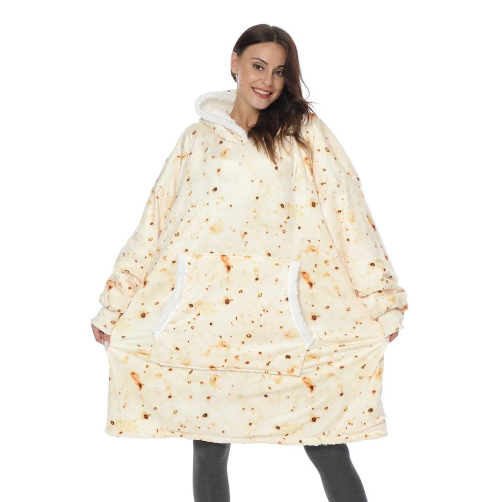 Hooded Blanket | Ultra-Soft Fleece & Wool Hood & Pockets | One Size