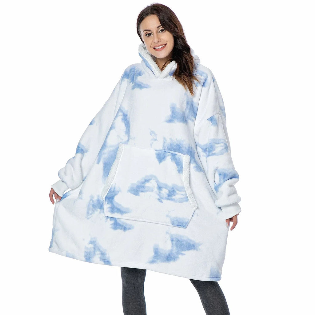 Hooded Blanket | Ultra-Soft Fleece & Wool Hood & Pockets | One Size