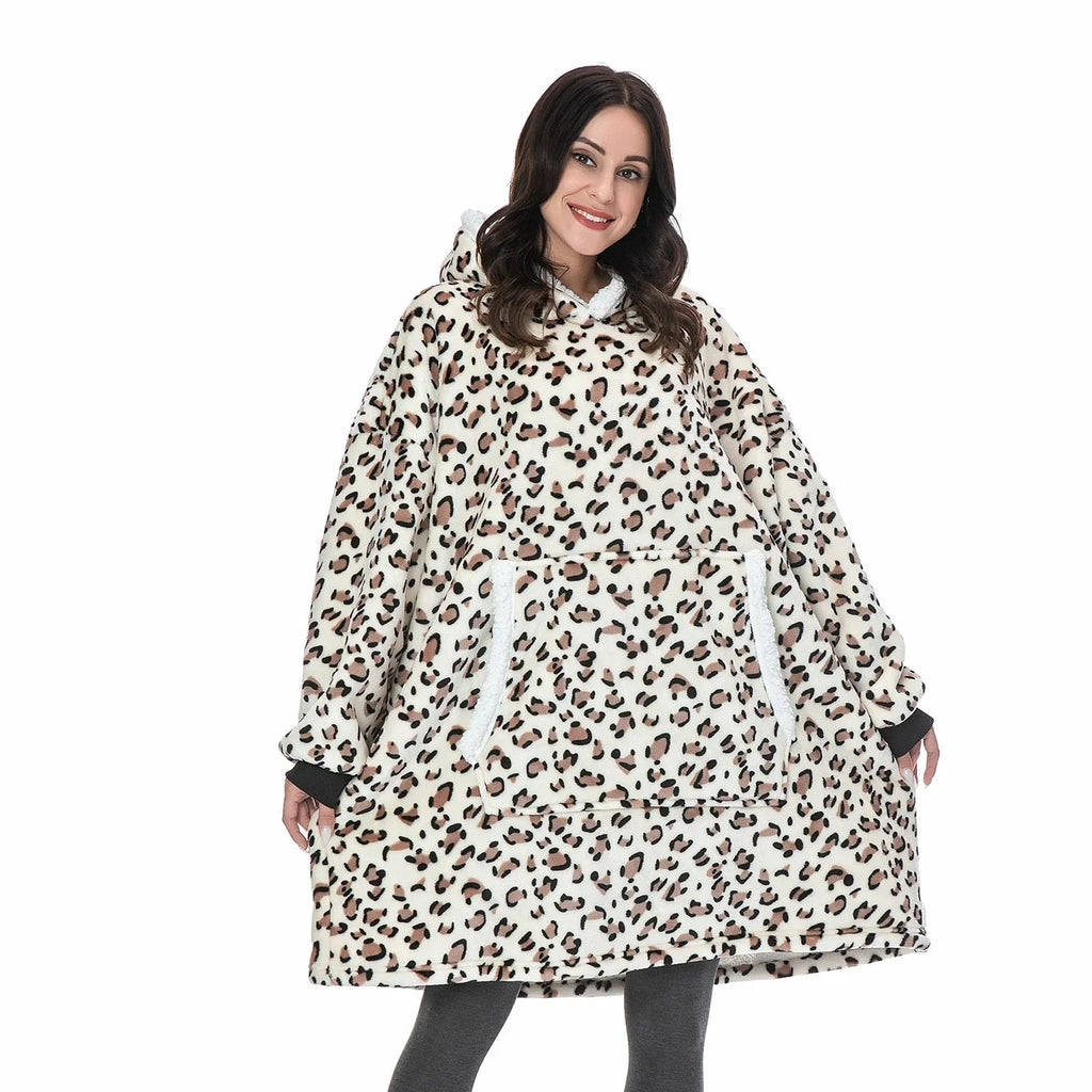 Hooded Blanket | Ultra-Soft Fleece & Wool Hood & Pockets | One Size