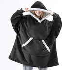 Hooded Blanket | Ultra-Soft Fleece & Wool Hood & Pockets | One Size