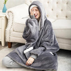 Hooded Blanket | Ultra-Soft Fleece & Wool Hood & Pockets | One Size