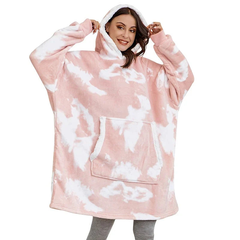 Hooded Blanket | Ultra-Soft Fleece & Wool Hood & Pockets | One Size
