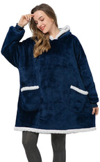 Hooded Blanket | Ultra-Soft Fleece & Wool Hood & Pockets | One Size