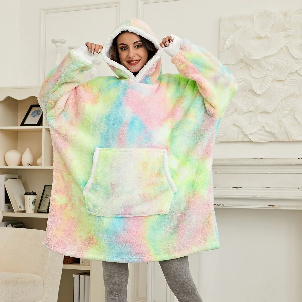 Hooded Blanket | Ultra-Soft Fleece & Wool Hood & Pockets | One Size