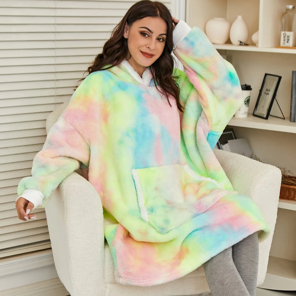 Hooded Blanket | Ultra-Soft Fleece & Wool Hood & Pockets | One Size
