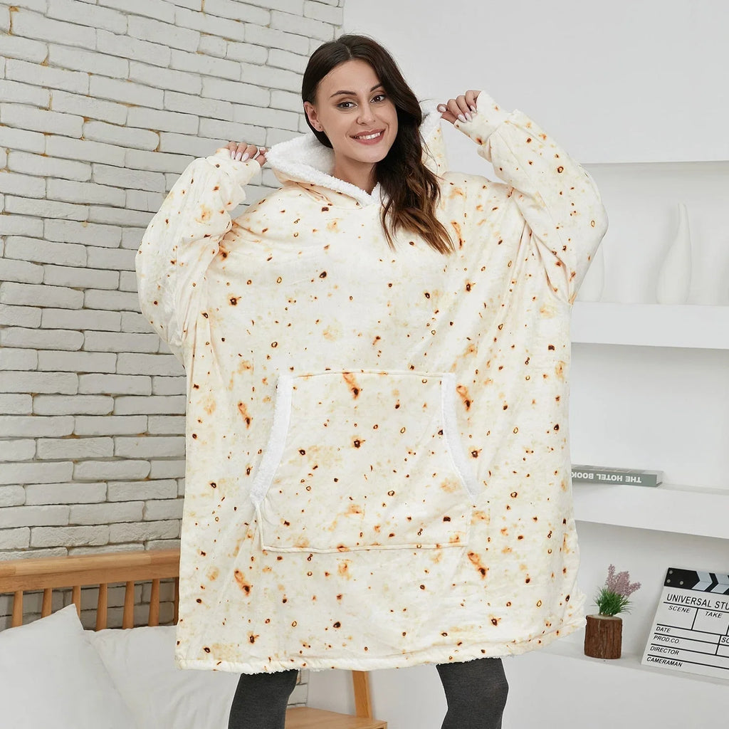 Hooded Blanket | Ultra-Soft Fleece & Wool Hood & Pockets | One Size