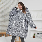 Hooded Blanket | Ultra-Soft Fleece & Wool Hood & Pockets | One Size