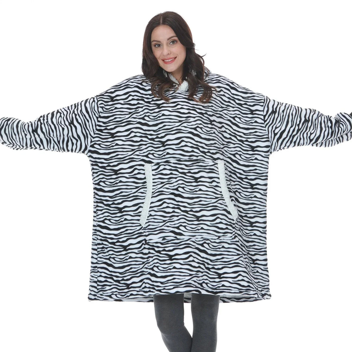 Hooded Blanket | Ultra-Soft Fleece & Wool Hood & Pockets | One Size