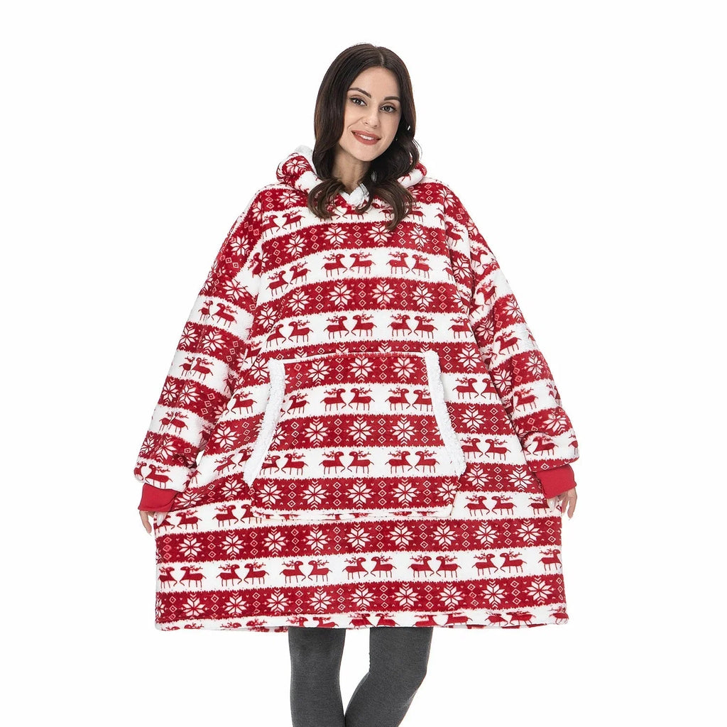 Hooded Blanket | Ultra-Soft Fleece & Wool Hood & Pockets | One Size